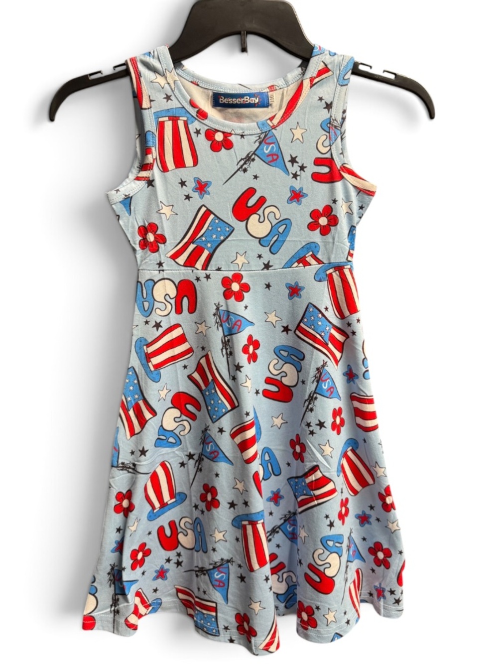 NWOT BesserBay Girls USA Patriotic Dress 4T 4th July American Flag